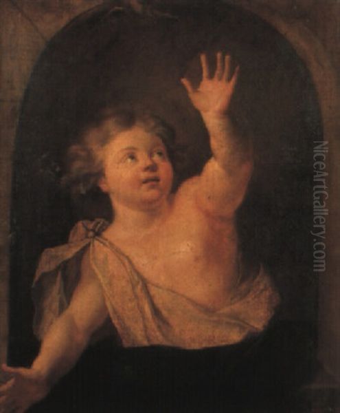 Jeune Enfant Jouant Avec Un Oiseau Oil Painting by Antoine Coypel