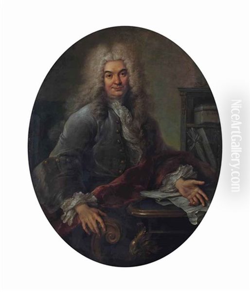 Portrait D'un Homme A Son Bureau Oil Painting by Charles-Antoine Coypel