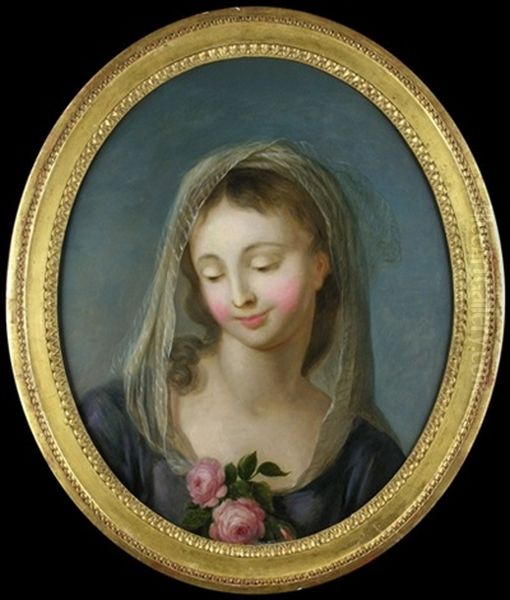 Brustbild Einer Jungen Dame Mit Schleiertuch Oil Painting by Charles-Antoine Coypel