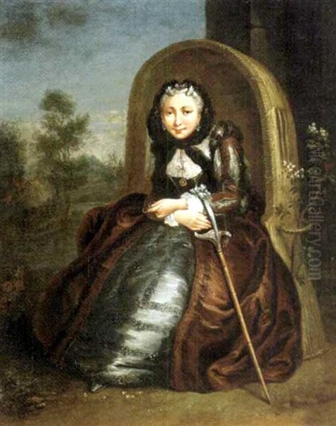 Portrait De Marie-catherine Botet (?), Ou La Jeunesse Sous Les Habillements De La Decrepitude Oil Painting by Charles-Antoine Coypel