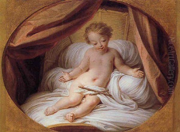 The Infant Christ In A Crib Contemplating The Cross Oil Painting by Charles-Antoine Coypel