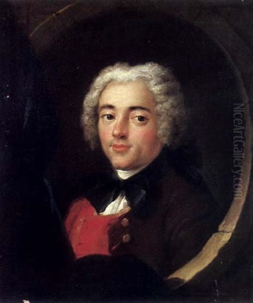 Portrait D'homme Dans Un Oeil De Boeuf Oil Painting by Charles-Antoine Coypel