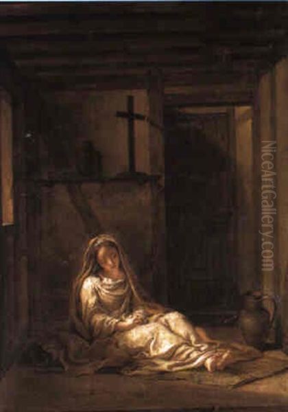 Saint Thais In Her Cell Oil Painting by Charles-Antoine Coypel