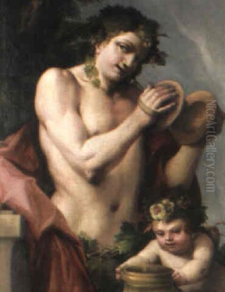 Bacchus Playing Cymbals Oil Painting by Charles-Antoine Coypel