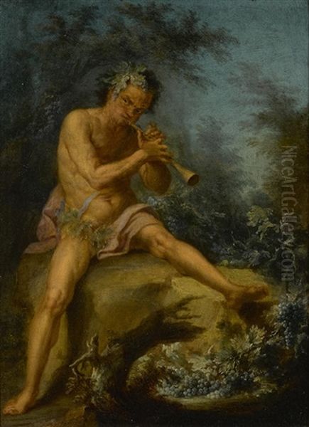 A Study Of Pan Seated In A Forest Glade Oil Painting by Noel Nicolas Coypel