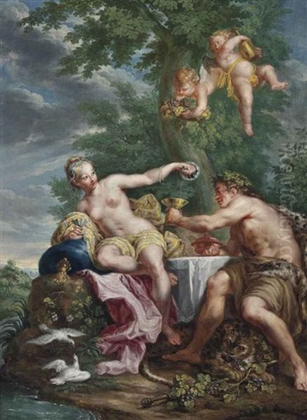 Alliance Between Bacchus And Venus Oil Painting by Noel Nicolas Coypel