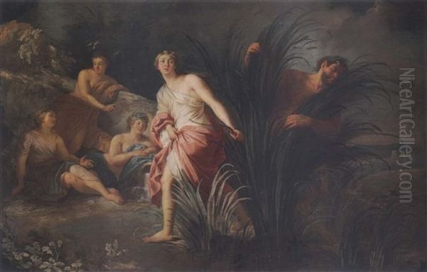 Pan And Syrinx Oil Painting by Noel Nicolas Coypel