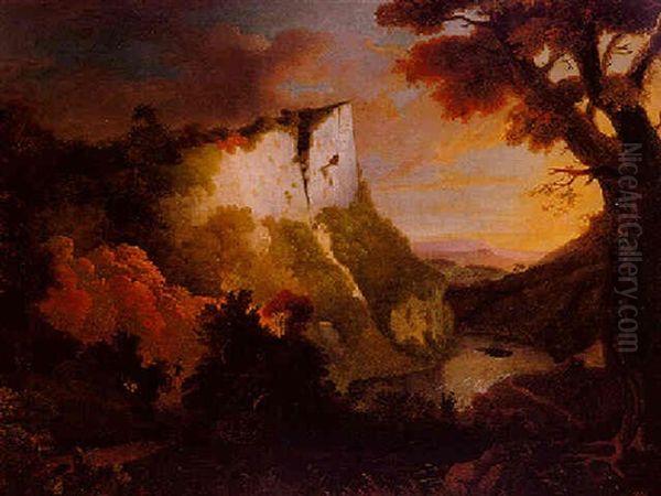 High Tor, Matlock Derbyshire Oil Painting by Alexander Cozens