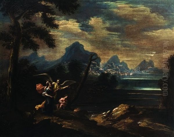 Paesaggio Con Il Sacrificio Di Isacco Oil Painting by Francesco Cozza