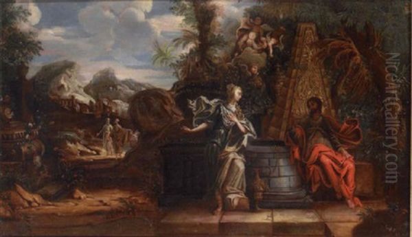 Christ With The Woman Of Samaria At The Well Oil Painting by Francesco Cozza