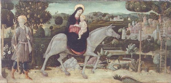 The Flight Into Egypt Oil Painting by Giacomo di Bartolomeo Cozzarelli