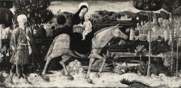 The Flight Into Egypt Oil Painting by Guidoccio di Giovanni Cozzarelli