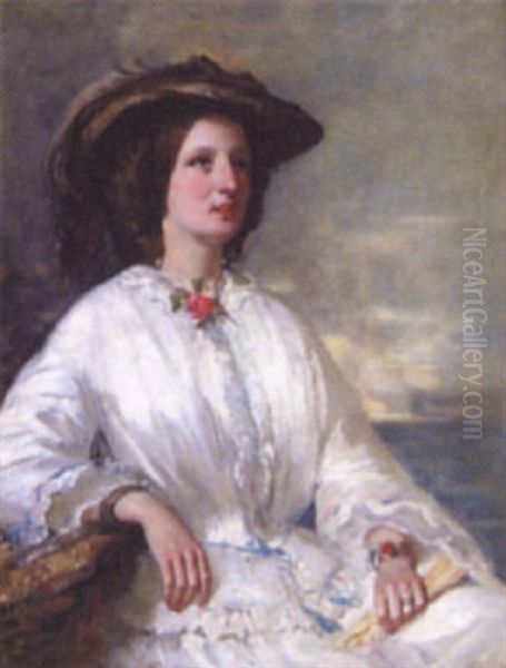 Portrait Of A Lady (mrs. S.k. Church?) Oil Painting by William Crabb