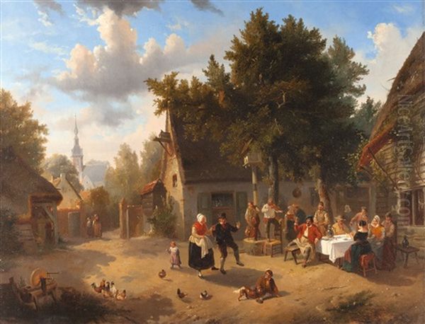 Bauerntanz Oil Painting by Florent Nicolas Crabeels