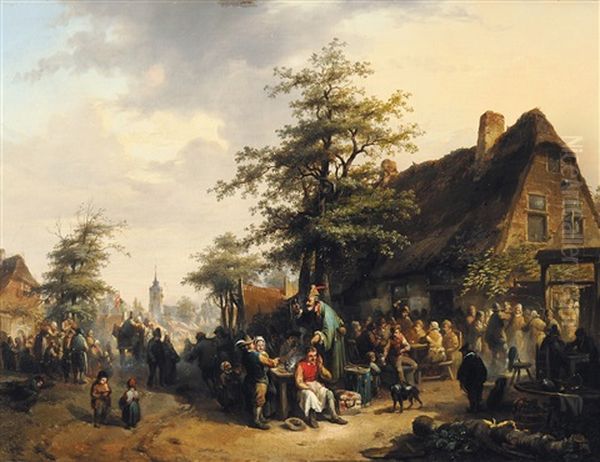 Marche En Campine Oil Painting by Florent Nicolas Crabeels