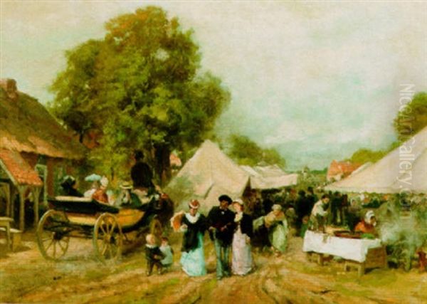 At The Market Oil Painting by Florent Nicolas Crabeels