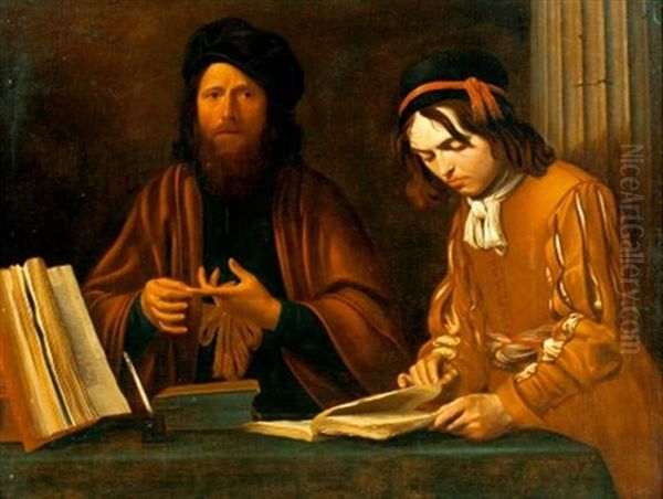 Philosophe Et Son Eleve Oil Painting by Wouter-Pietersz Crabeth the Younger