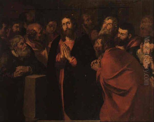 Christ And His Apostles In Prayer Oil Painting by Wouter-Pietersz Crabeth the Younger