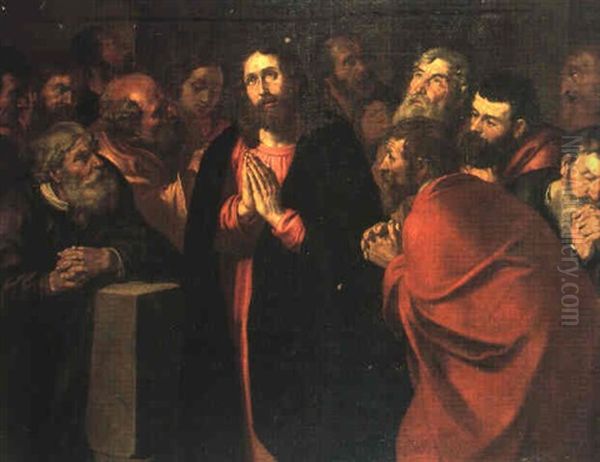 Christ And His Apostles In Prayer Oil Painting by Wouter-Pietersz Crabeth the Younger