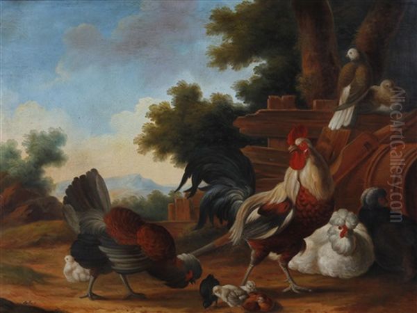 Exotic Birds In A Landscape (pair) Oil Painting by Marmaduke Cradock