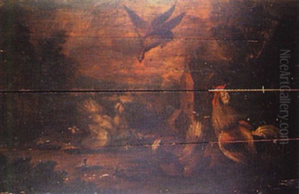 Birds In A Farmyard Oil Painting by Marmaduke Cradock