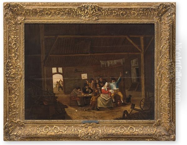 Scheune Mit Feiernder Und Musizierender Gesellschaft Oil Painting by Joos van Craesbeeck