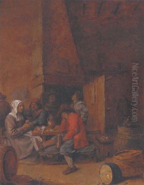 Peasant Drinking And Smoking In An Inn Oil Painting by Joos van Craesbeeck