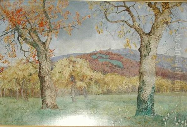 Herbstliche Waldlandschaft. Oil Painting by Emil Anner