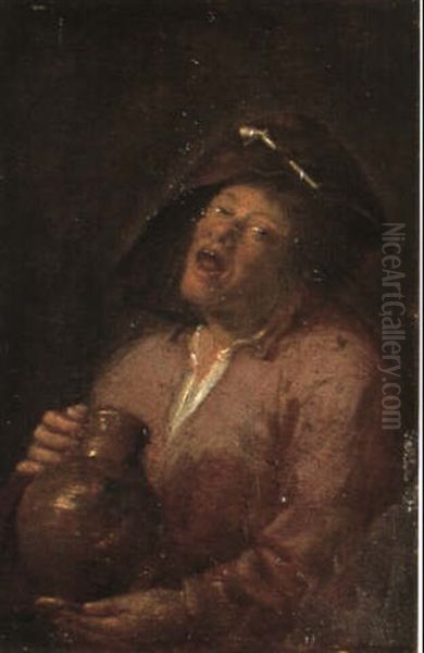 A Boer Drinking From An Earthenware Jug Oil Painting by Joos van Craesbeeck