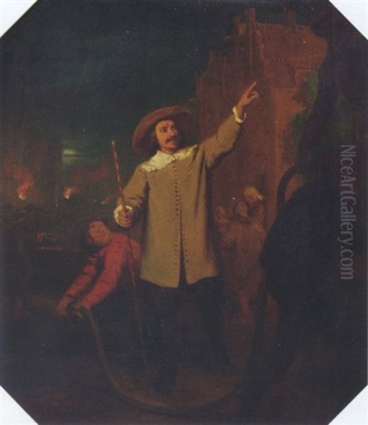 Jan Van Der Heyden, The Inventor Of The Firehose, 1673 Oil Painting by Reinier Craeyvanger