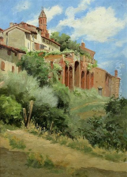 View Of An Italian Building On A Sunny Day Oil Painting by Percy Robert Craft