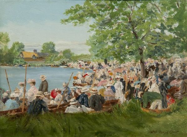 Regatta On The Camb Oil Painting by Percy Robert Craft