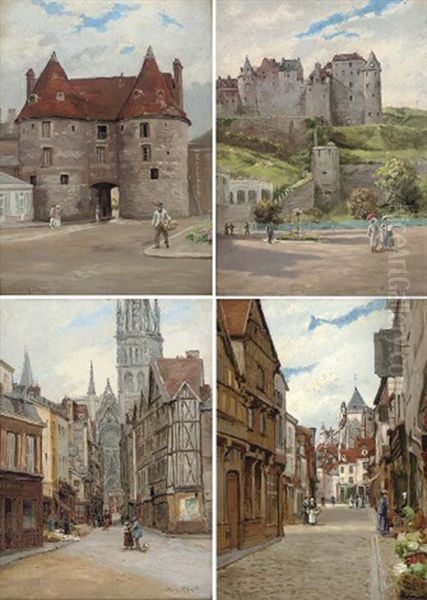 The Old Castle, Dieppe (+ 3 Others; 4 Works) Oil Painting by Percy Robert Craft