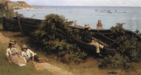 Waiting For The Boats, St. Ives Oil Painting by Percy Robert Craft