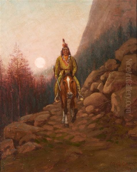 Indian On Horseback Oil Painting by Charles Craig