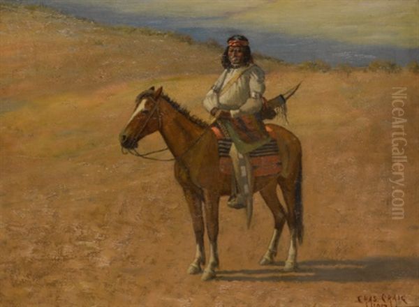 Indian On Horseback Oil Painting by Charles Craig