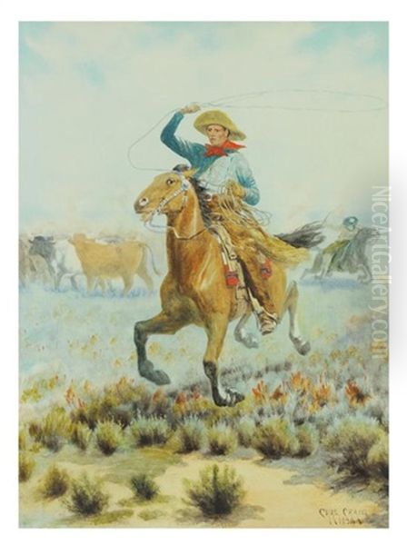 Cowboy With Lasso Oil Painting by Charles Craig