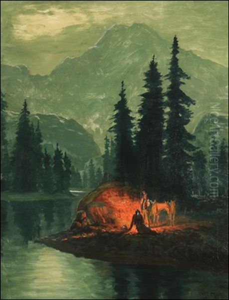 Evening Camp Oil Painting by Charles Craig