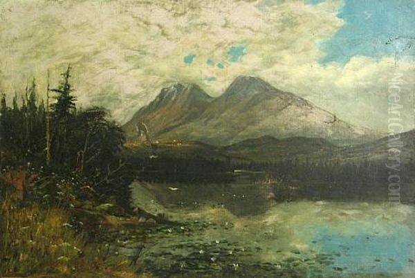 A Lake View With Mountain Peaks In The Distance Oil Painting by Charles Craig