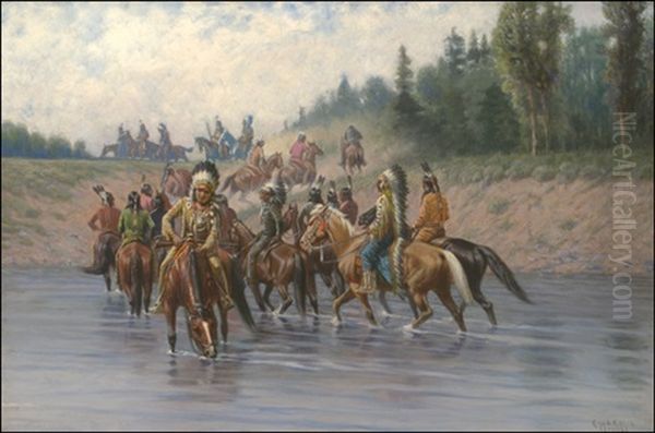 Ute War Party Oil Painting by Charles Craig