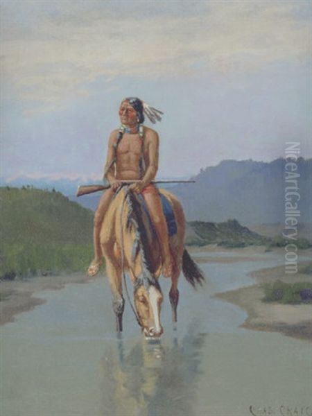 Horse Watering Oil Painting by Charles Craig