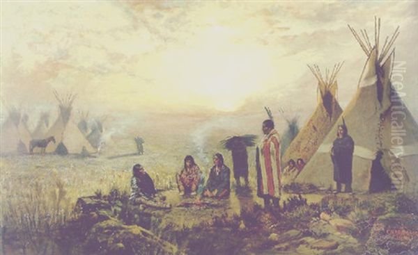 Indian Encampment Oil Painting by Charles Craig