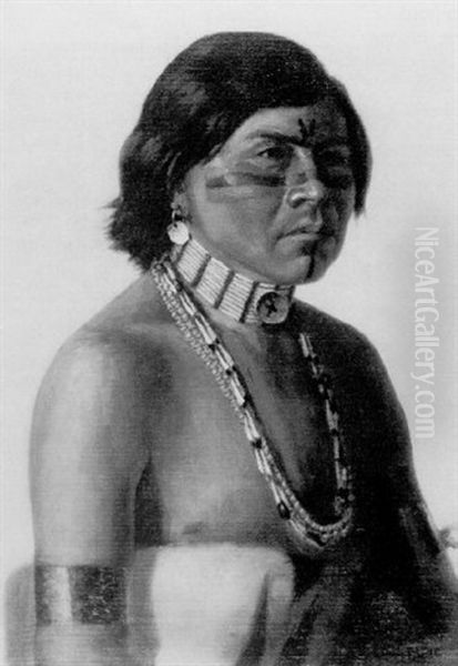 Ute Indian Portrait Oil Painting by Charles Craig