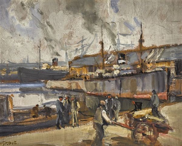 Clarendon Dock, Belfast Oil Painting by James Humbert Craig