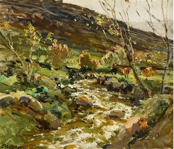 Cattle By A Mountain Stream Oil Painting by James Humbert Craig