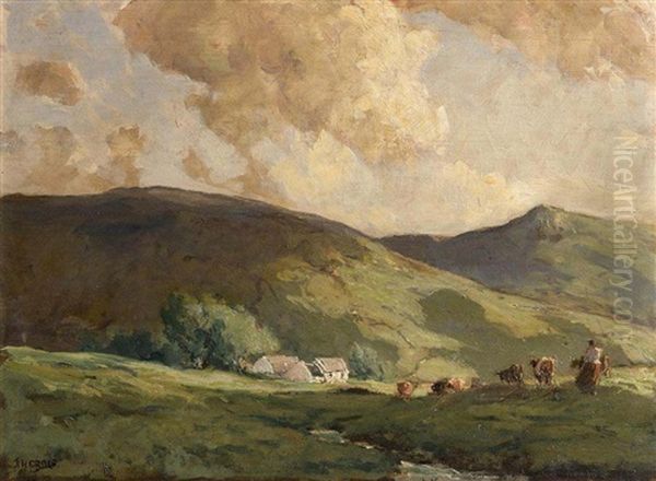 The Tops Of Glendun, Co Antrim Oil Painting by James Humbert Craig