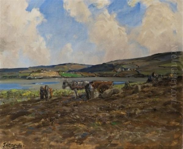 The Potato Harvest, Gweebara, Co.donegal Oil Painting by James Humbert Craig