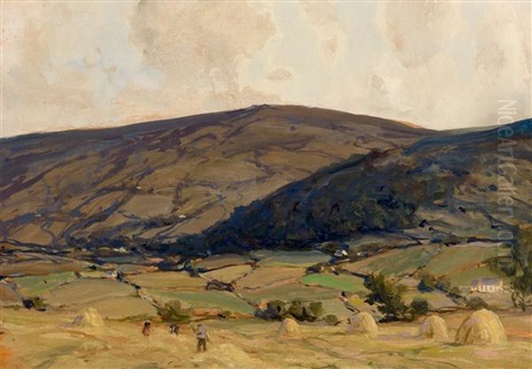 Figures Making Hay, Glendun, Near Cushendun Oil Painting by James Humbert Craig