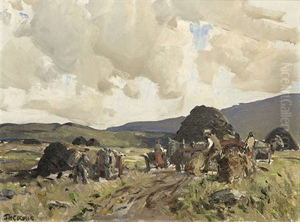 Loading The Turf, Co. Mayo Oil Painting by James Humbert Craig