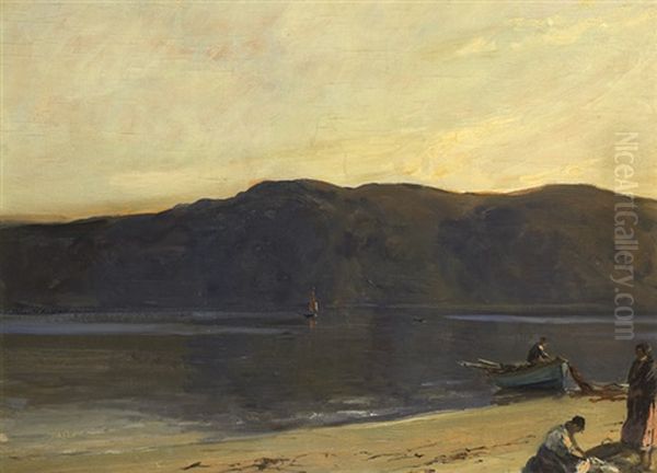 Fluke Fishing At Killyhoey, County Donegal Oil Painting by James Humbert Craig